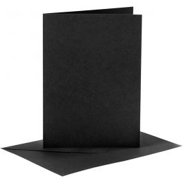 Cards and Envelopes, black, card size 10,5x15 cm, envelope size 11,5x16,5 cm, 6 set/ 1 pack [HOB-23020]
