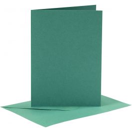 Cards and Envelopes, dark green, card size 10,5x15 cm, envelope size 11,5x16,5 cm, 6 set/ 1 pack [HOB-23029]
