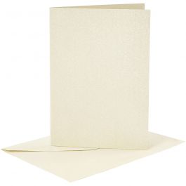 Cards and Envelopes, off-white, card size 10,5x15 cm, envelope size 11,5x16,5 cm, mother of pearl, 4 set/ 1 pack [HOB-23032]