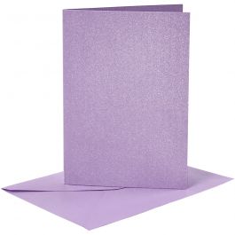 Cards and Envelopes, purple, card size 10,5x15 cm, envelope size 11,5x16,5 cm, mother of pearl, 4 set/ 1 pack [HOB-23035]