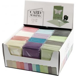 Cards and Envelopes, assorted colours, card size 10,5x15 cm, envelope size 11,5x16,5 cm, 120 set/ 1 pack [HOB-23037]