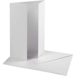 Pearlescent Card & Envelope, white, card size 10,5x15 cm, envelope size 11,5x16,5 cm, 230 g, 10 set/ 1 pack [HOB-23044]