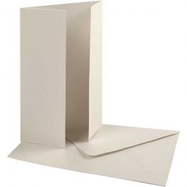Pearlescent Card & Envelope, off-white, card size 10,5x15 cm, envelope size 11,5x16,5 cm, 230 g, 10 set/ 1 pack [HOB-23045]
