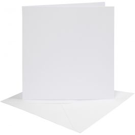 Cards and envelopes, white, card size 15,2x15,2 cm, envelope size 16x16 cm, 230 g, 4 set/ 1 pack [HOB-230541]