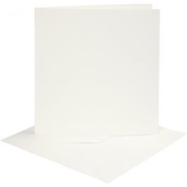Cards and envelopes, off-white, card size 15,2x15,2 cm, envelope size 16x16 cm, 220 g, 4 set/ 1 pack [HOB-230542]