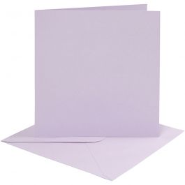 Cards and envelopes, light lilac, card size 15,2x15,2 cm, envelope size 16x16 cm, 210 g, 4 set/ 1 pack [HOB-230543]