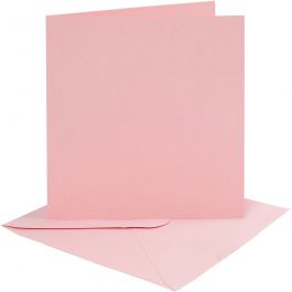 Cards and envelopes, rose, card size 15,2x15,2 cm, envelope size 16x16 cm, 220 g, 4 set/ 1 pack [HOB-230547]