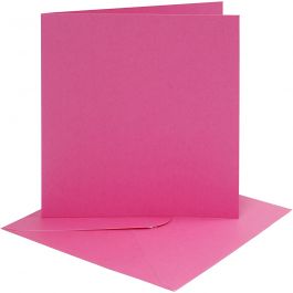 Cards and envelopes, pink, card size 15,2x15,2 cm, envelope size 16x16 cm, 220 g, 4 set/ 1 pack [HOB-230548]
