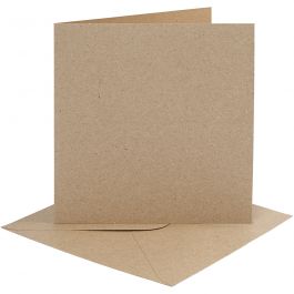 Cards and envelopes, natural, card size 15,2x15,2 cm, envelope size 16x16 cm, 230 g, 4 set/ 1 pack [HOB-230552]