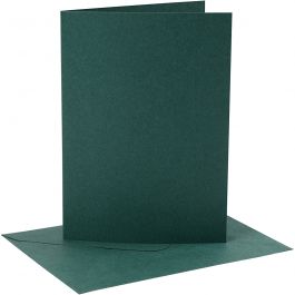 Cards and envelopes, dark green, card size 12,7x17,8 cm, envelope size 13,3x18,5 cm, 230 g, 4 set/ 1 pack [HOB-230563]