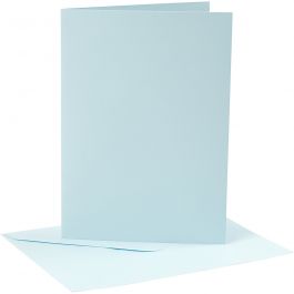 Cards and envelopes, light blue, card size 12,7x17,8 cm, envelope size 13,3x18,5 cm, 220 g, 4 set/ 1 pack [HOB-230564]