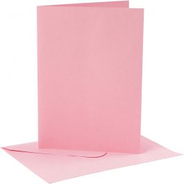 Cards and envelopes, rose, card size 12,7x17,8 cm, envelope size 13,3x18,5 cm, 220 g, 4 set/ 1 pack [HOB-230565]