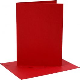 Cards and envelopes, red, card size 12,7x17,8 cm, envelope size 13,3x18,5 cm, 230 g, 4 set/ 1 pack [HOB-230566]