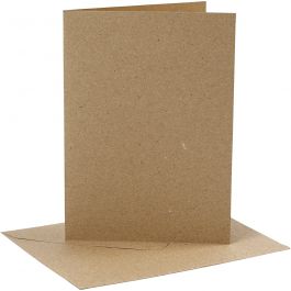 Cards and envelopes, natural, card size 12,7x17,8 cm, envelope size 13,3x18,5 cm, 230 g, 4 set/ 1 pack [HOB-230568]