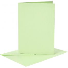 Cards and Envelopes, light green, card size 10,5x15 cm, envelope size 11,5x16,5 cm, 6 set/ 1 pack [HOB-23104]