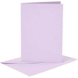 Cards and Envelopes, light lilac, card size 10,5x15 cm, envelope size 11,5x16,5 cm, 6 set/ 1 pack [HOB-23105]