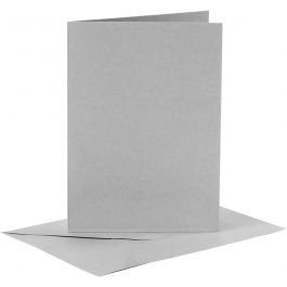 Cards and Envelopes, grey, card size 10,5x15 cm, envelope size 11,5x16,5 cm, 6 set/ 1 pack [HOB-23106]