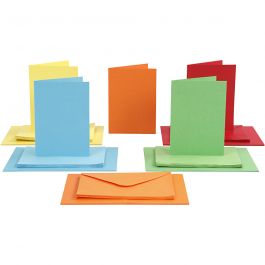 Cards and Envelopes, assorted colours, card size 10,5x15 cm, envelope size 11,5x16,5 cm, 50 set/ 1 pack [HOB-23107]