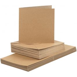 Cards and Envelopes, card size 15x15 cm, envelope size 16x16 cm, natural, 50sets