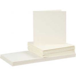 Cards and Envelopes, card size 15x15 cm, envelope size 16x16 cm, off-white, 50sets [HOB23119]