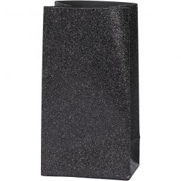 Paper Bags, H: 17 cm, size 6x9 cm, black, 8pcs, 170 g