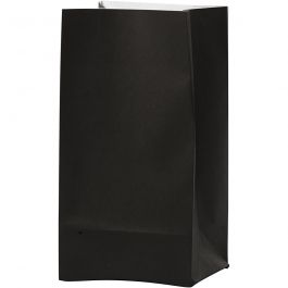 Paper Bags, H: 17 cm, size 6x9 cm, black, 10pcs, 80 g