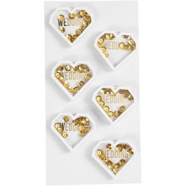 Shaker stickers, white, L: 32 mm, W: 38 mm, 6 pc/ 1 pack [HOB-23198]