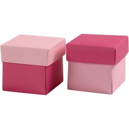 Folding box, size 5,5x5,5 cm,  250 g, rose/pink, 10pcs