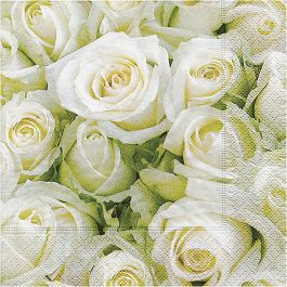 Table Napkins, White roses, size 33x33 cm, 20 pc/ 1 pack [HOB-23481]