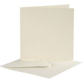 Cards And Envelopes, off-white, card size 12,5x12,5 cm, envelope size 13,5x13,5 cm, 10 set/ 1 pack [HOB-23728]