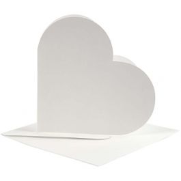 Heart-Shaped Cards , off-white, card size 12,5x12,5 cm, envelope size 13,5x13,5 cm, 10 set/ 1 pack [HOB-23760]
