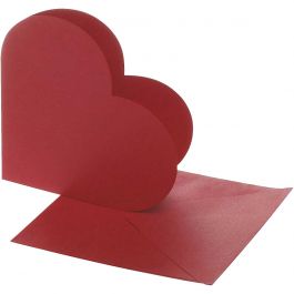 Heart-Shaped Cards , red, card size 12,5x12,5 cm, envelope size 13,5x13,5 cm, 10 set/ 1 pack [HOB-23762]