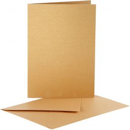 Pearlescent Cards & Envelopes, gold, card size 10,5x15 cm, envelope size 11,5x16,5 cm, 10 set/ 1 pack [HOB-23823]