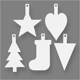Christmas Ornaments, white, H: 23,5-26,5 cm, W: 15,5-20,5 cm, 15 pc/ 1 pack [HOB-238810]