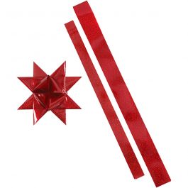 Star Strips, red, red glitter, L: 86+100 cm, W: 25+40 mm, D: 11,5+18,5 cm, 16 strips/ 1 pack [HOB-24348]