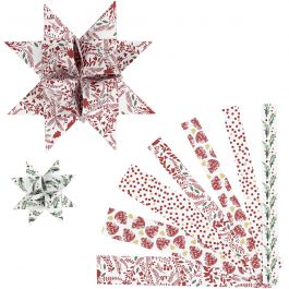 Paper Star Strips, red, white, L: 44+78 cm, W: 15+25 mm, D: 6,5+11,5 cm, 48 strips/ 1 pack [HOB-24352]