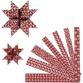 Paper Star Strips, red, white, L: 44+78 cm, D: 6,5+11,5 cm, W: 15+25 mm, 60 strips/ 1 pack [HOB-24353]