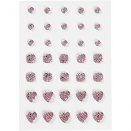 Rhinestones, rose, round, square, heart, size 6+8+10 mm, 35 pc/ 1 pack [HOB-24374]