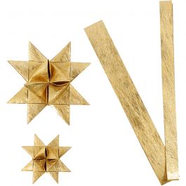 Paper star strips, gold, L: 44+78 cm, D: 6,5+11,5 cm, W: 15+25 mm, 32 strips/ 1 pack [HOB-24393]