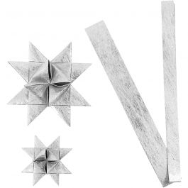 Paper star strips, silver, L: 44+78 cm, D: 6,5+11,5 cm, W: 15+25 mm, 32 strips/ 1 pack [HOB-24394]