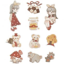 Masking tape stickers, teddies, size 25-70 mm, 30 pc/ 1 pack [HOB-24755]