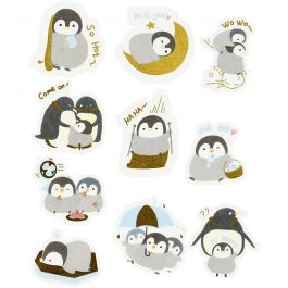 Masking tape stickers, penguins, size 40-53 mm, 30 pc/ 1 pack [HOB-24756]