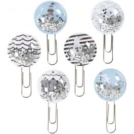 Shaker clips, black, blue, grey, white, L: 49 mm, D: 25 mm, 6 pc/ 1 pack [HOB-24801]