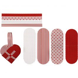 Woven Hearts, red, white, size 14,5x10 cm, 120 g, 8 set/ 1 pack [HOB-25152]