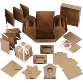 Explosion box, natural, size 7x7x7,5+12x12x12 cm, 1 pc [HOB-25380]