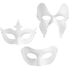 Masks, white, H: 10-20 cm, W: 18-20 cm, 3x4 pc/ 1 pack [HOB-26356]