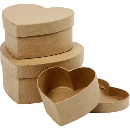 Heart Boxes, H: 5+6,5+7,5 cm, D: 10+12,5+15 cm, 3 pc/ 1 set [HOB-263760]