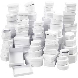 Boxes, white, D: 5,5-16 cm, 168 asstd./ 1 box [HOB-26417]