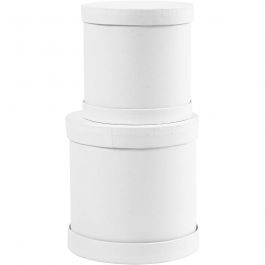 Drum boxes, white, H: 11+13 cm, 1 set [HOB-26804]