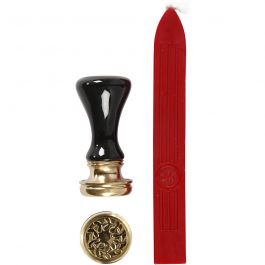 Wax Seal Set, red, D: 17 mm, 1 set [HOB-270281]